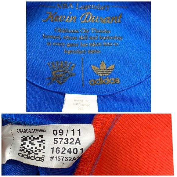 Adidas Rare Oklahoma City Thunder NBA Kevin Durant Zip up Sweat Track Jacket - Picture 9 of 9
